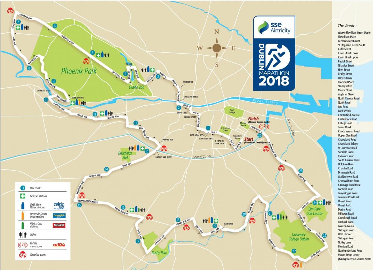 Dublin city marathon route map