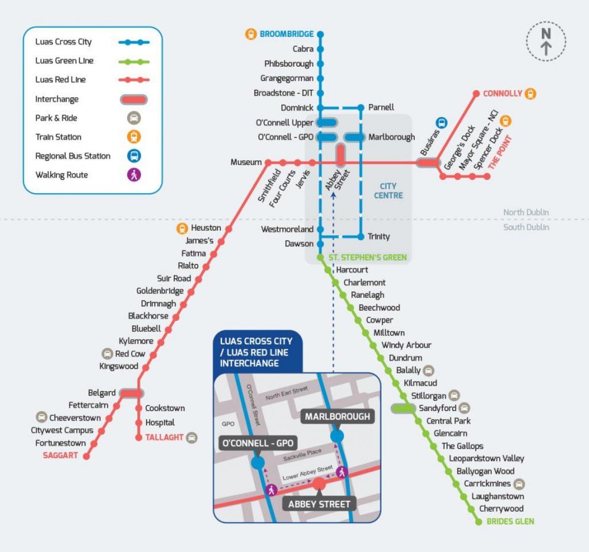 Luas cross city route map